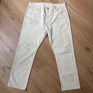 White Corduroy Straight Leg Pants